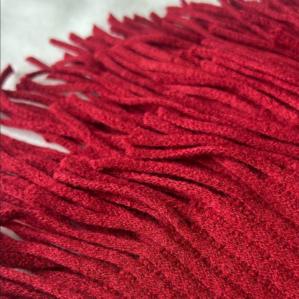 Red Ribbed Fringe Shaw #2060 - Picture 2 of 5